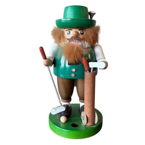 Erzgebirgische Volkskunst Seiffen German Golfer Nutcracker 8” Tall Vinta… - Picture 1 of 7